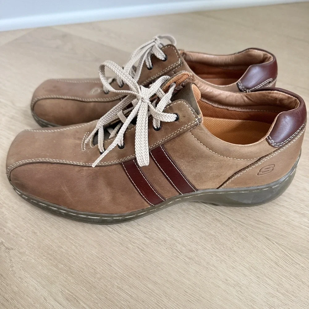 Skechers Mens Retro Y2K 4400 Brown Leather Casual Lace Up Oxford Shoes Size 12